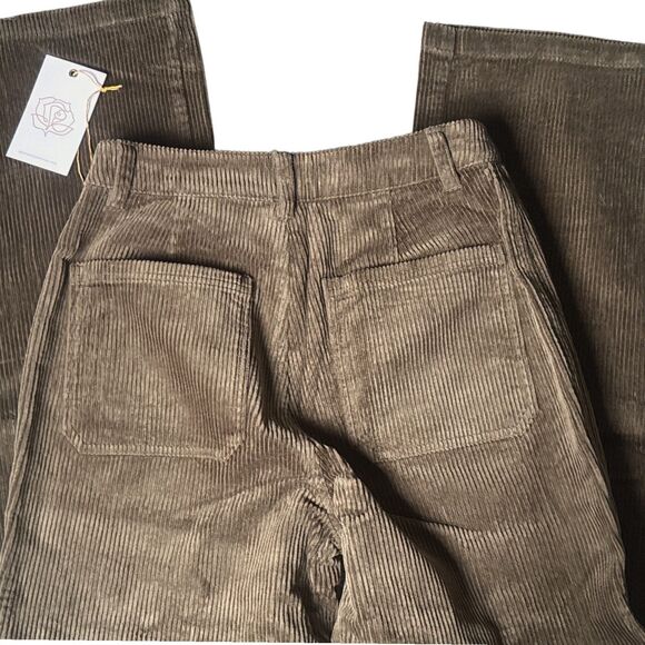 Backyard Roses Corduroy Pants Womens High Waisted Straight Leg Jeans XS S New - Picture 5 of 9
